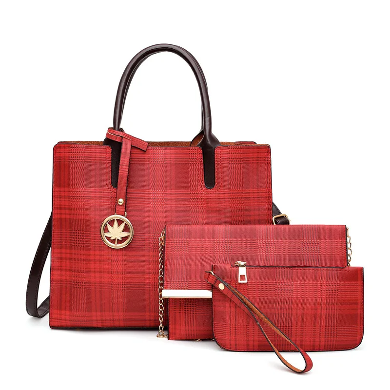 Pu Leather Plaid 3 pcs Set Woman tote handbag criss-cross 3 in 1 tote handbag set for women, Black brown gray red blue
Pu Leather Plaid 3 pcs Set Woman tote handbag criss-cross 3 in 1 tote handbag set for women, Black brown gray red blue