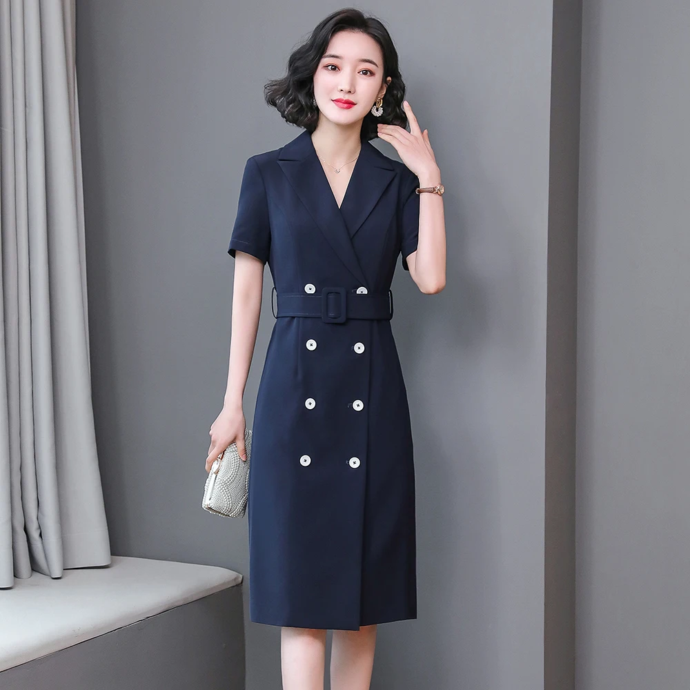 Elegant simple solid double breasted dress business Office Lady Women dress Slim chiffon Work Wear Dress
Elegant simple solid double breasted dress business Office Lady Women dress Slim chiffon Work Wear Dress