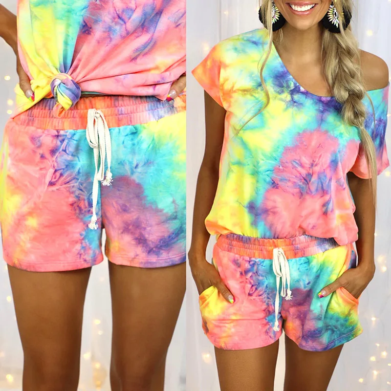 Rave outfit two piece set women clothing 2021 summer outfits fashion custom tie-dye printed crew neck home wear, Picture
Rave outfit two piece set women clothing 2021 summer outfits fashion custom tie-dye printed crew neck home wear, Picture