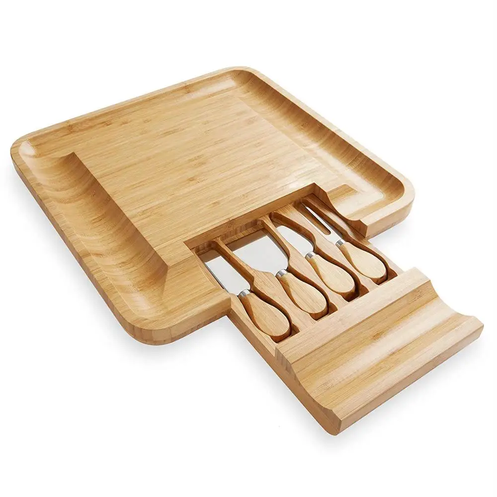 Cheese board Gift Bamboo Cheese Tray with Cheese Knives Sets Large Wooden Plate and Platter Board Set
Cheese board Gift Bamboo Cheese Tray with Cheese Knives Sets Large Wooden Plate and Platter Board Set
