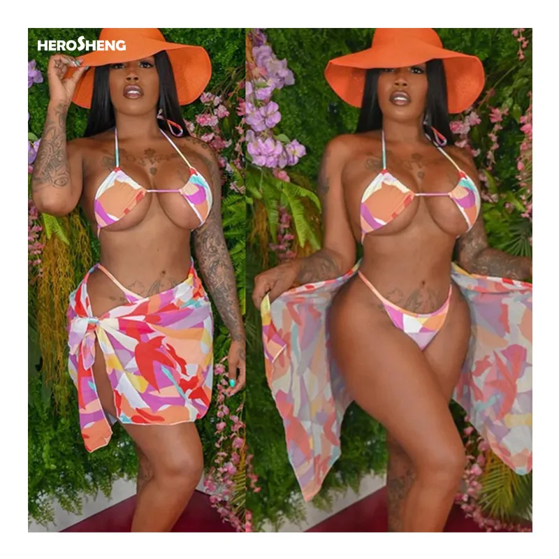 Swimwear 2021 Bathing Suits Beach Sexy 3PCS Swimsuit Printed Bandage Halter Bikini Triangle Thong with Women's Bikini Set
Swimwear 2021 Bathing Suits Beach Sexy 3PCS Swimsuit Printed Bandage Halter Bikini Triangle Thong with Women's Bikini Set