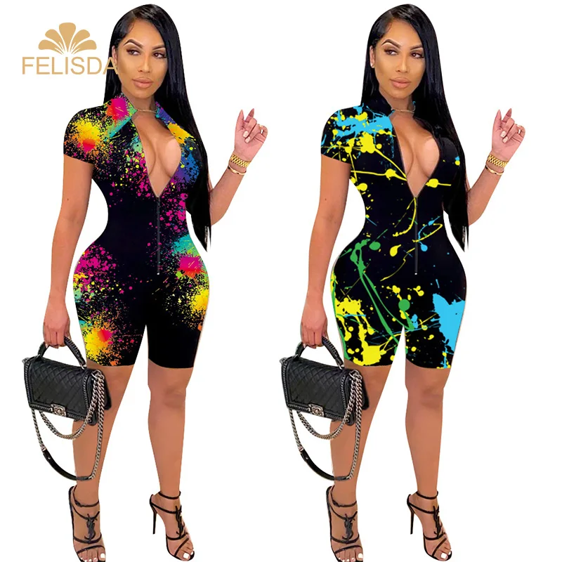 2021 Hot Sale Sexy Printed Playsuits Laides Short Sleeve Deep V Summer Party Club Short Rompers Jumpsuit Women
2021 Hot Sale Sexy Printed Playsuits Laides Short Sleeve Deep V Summer Party Club Short Rompers Jumpsuit Women