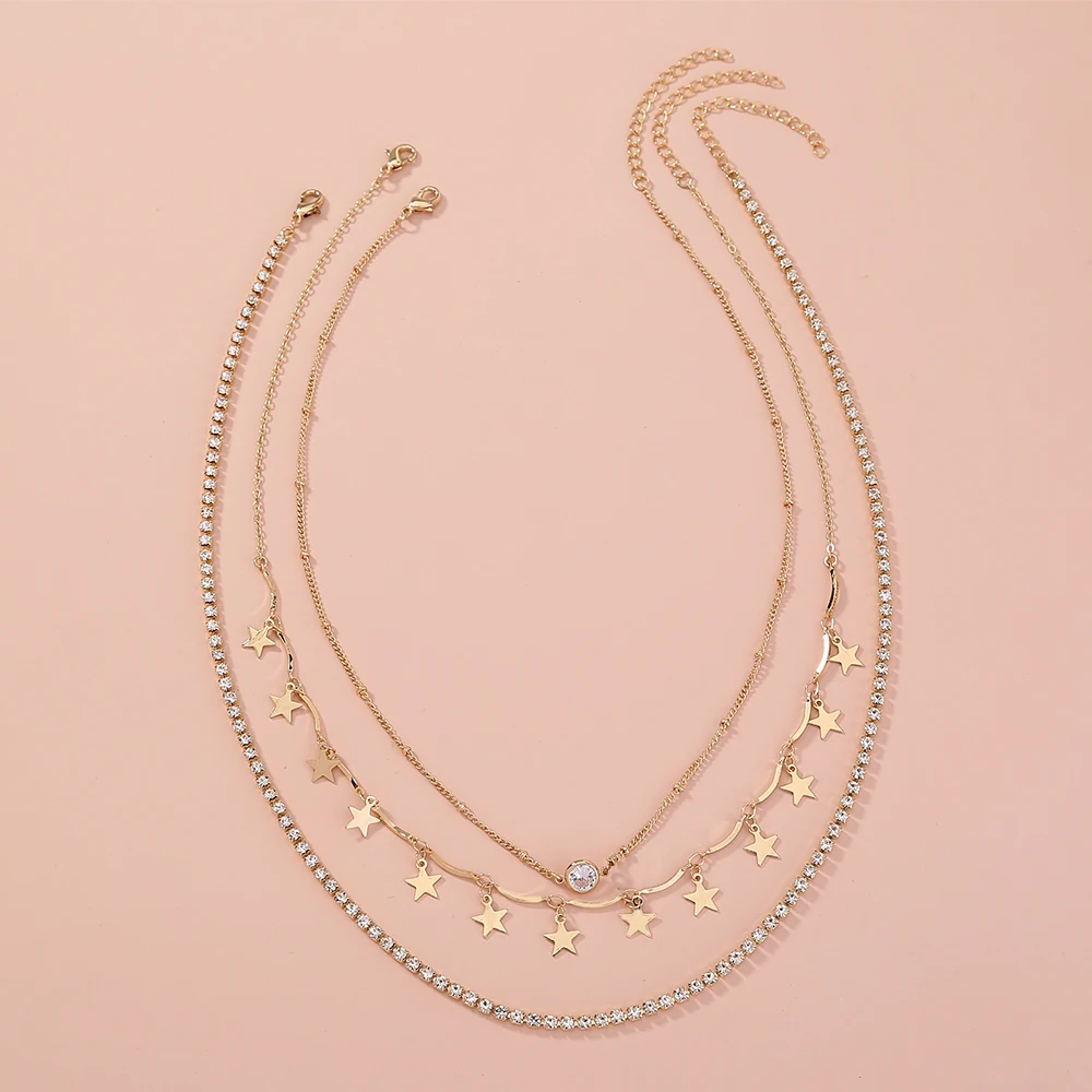 Customized Gold Plated Zircon Jewelry Layered Handmade Star Pendants Charm Rhinestone Chain Tennis Necklace Women
Customized Gold Plated Zircon Jewelry Layered Handmade Star Pendants Charm Rhinestone Chain Tennis Necklace Women