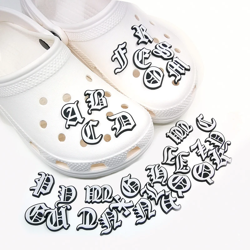 Wholesale Croc Charms Old English Alphabet PVC Hole Shoe Flower Silver Letter Fashion Shoes Charm Decorative
Wholesale Croc Charms Old English Alphabet PVC Hole Shoe Flower Silver Letter Fashion Shoes Charm Decorative