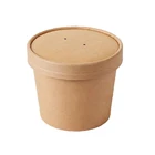 Disposable takeaway food packaging kraft paper soup box barrel bowl round with lid