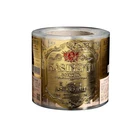 Self Adhesive Metal Sticker Roll,Custom Printing PET Embossed Gold Wine Labels