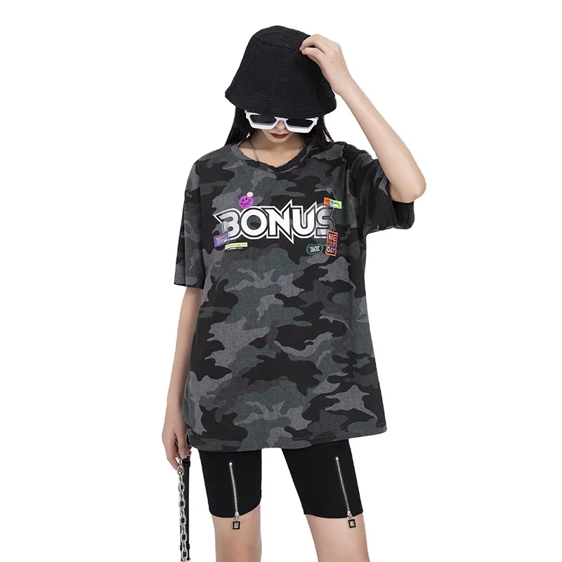 Wholesale Plus Size Hip Hop 100% Cotton Breathable Summer Camouflage Round Neck T-Shirt for Women
Wholesale Plus Size Hip Hop 100% Cotton Breathable Summer Camouflage Round Neck T-Shirt for Women