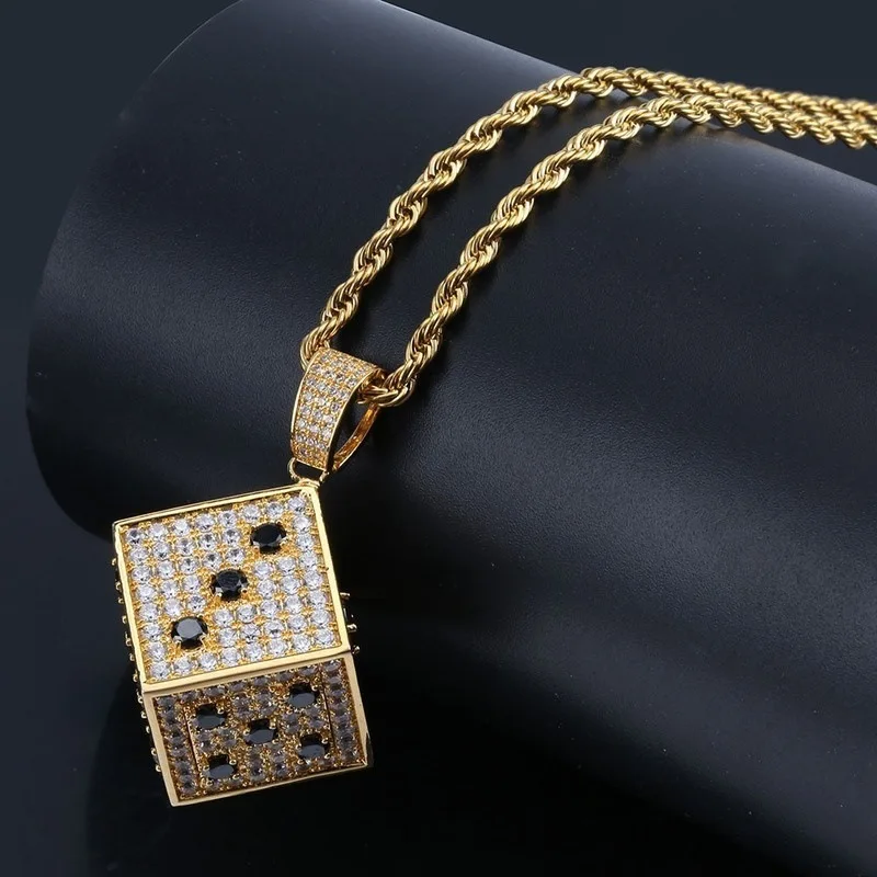 Top Selling Dice Hip Hop Golden Silver Color Cubic Zircon Pendent Necklace Men Women Rope Chain Jewelry
Top Selling Dice Hip Hop Golden Silver Color Cubic Zircon Pendent Necklace Men Women Rope Chain Jewelry