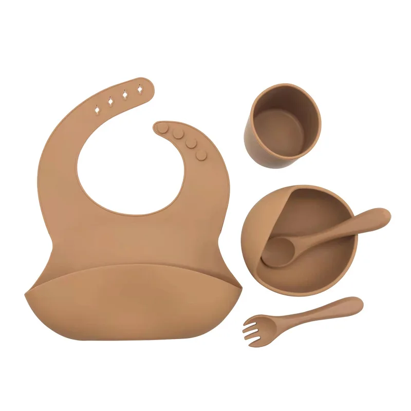 

Baby Feeding Sets Silica Gel Small Gourd-shaped Cup No Spill Baby bowls Silicon feeding bibs