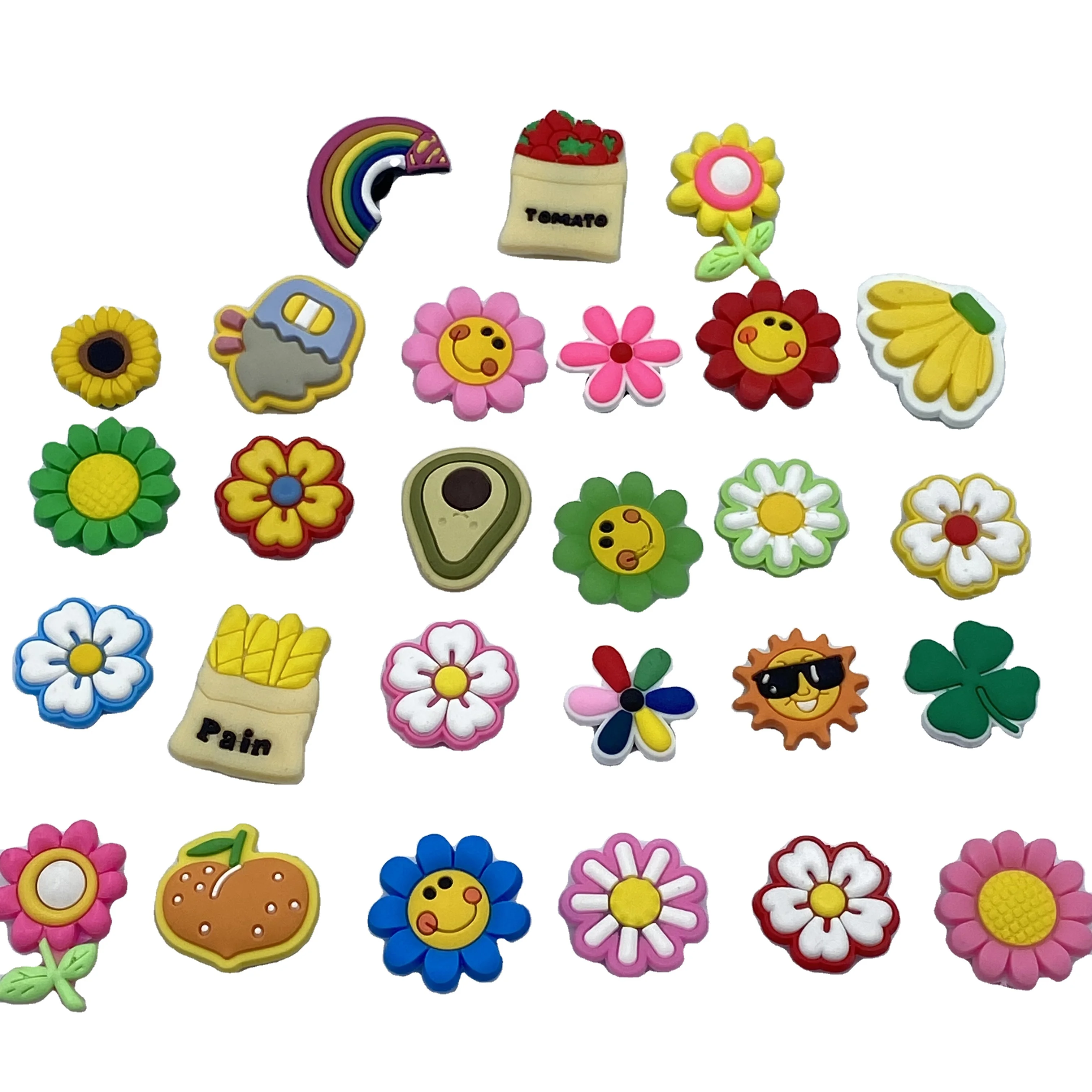 cartoon soft pvc rubber lovely flowers shoe lace charms custom for clog clog shoes decoration custom charms for wholesale, As picture
cartoon soft pvc rubber lovely flowers shoe lace charms custom for clog clog shoes decoration custom charms for wholesale, As picture