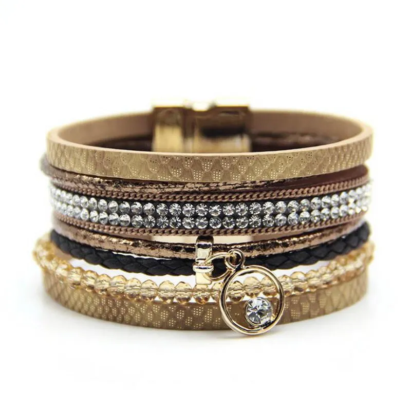 PU Leather Beaded Wrap Bracelet Gold Plated Magnetic Clasp Bracelet Braided Leather Bracelet
PU Leather Beaded Wrap Bracelet Gold Plated Magnetic Clasp Bracelet Braided Leather Bracelet