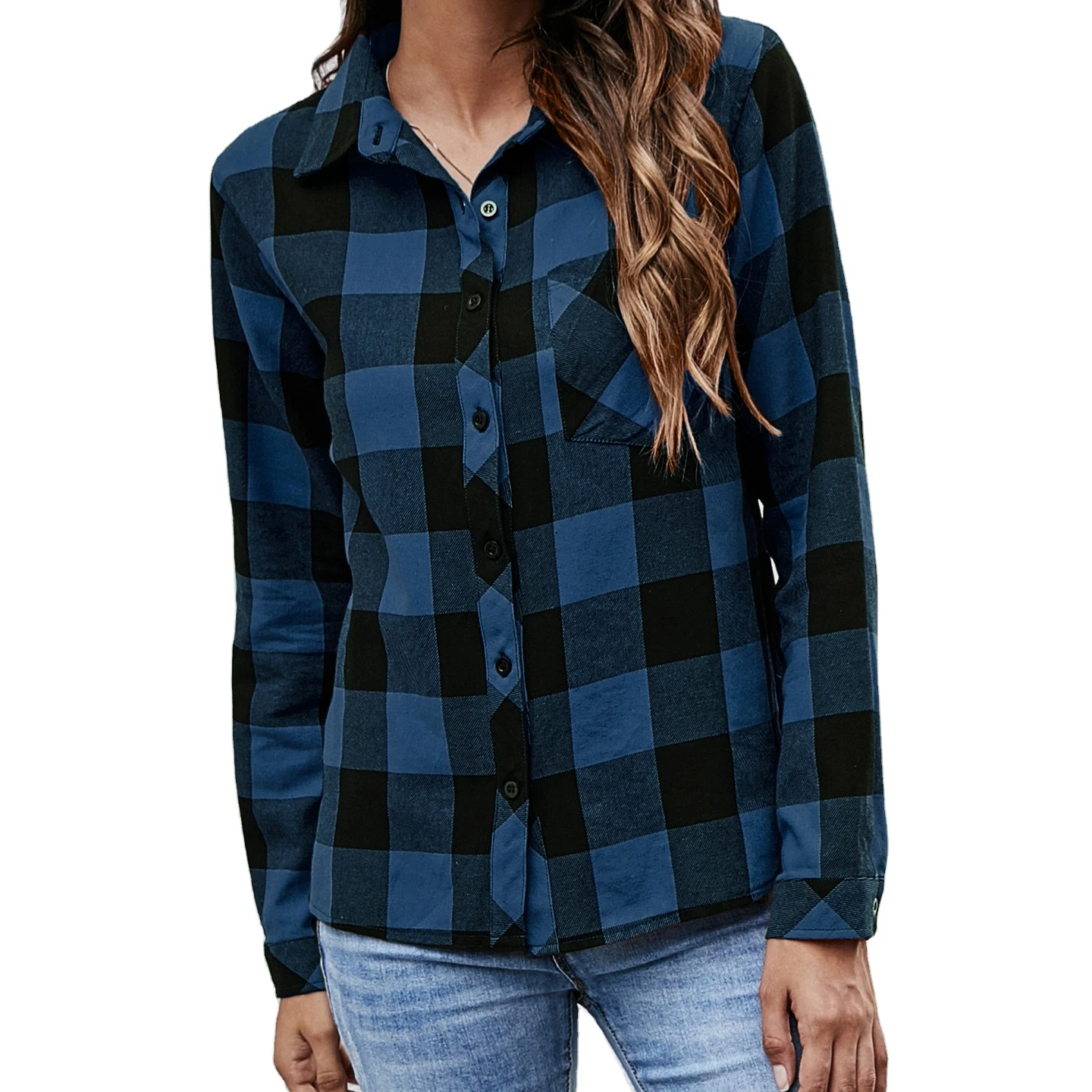 Wholesale High Quality Long Sleeves Plaid Ladies Casual Quality V-Neck Button For Woman, 5 colors
Wholesale High Quality Long Sleeves Plaid Ladies Casual Quality V-Neck Button For Woman, 5 colors