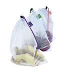 ECO Friendly Grocery Shopping Reusable Washable Polyester Mesh Bags For Fruit and Vegetable