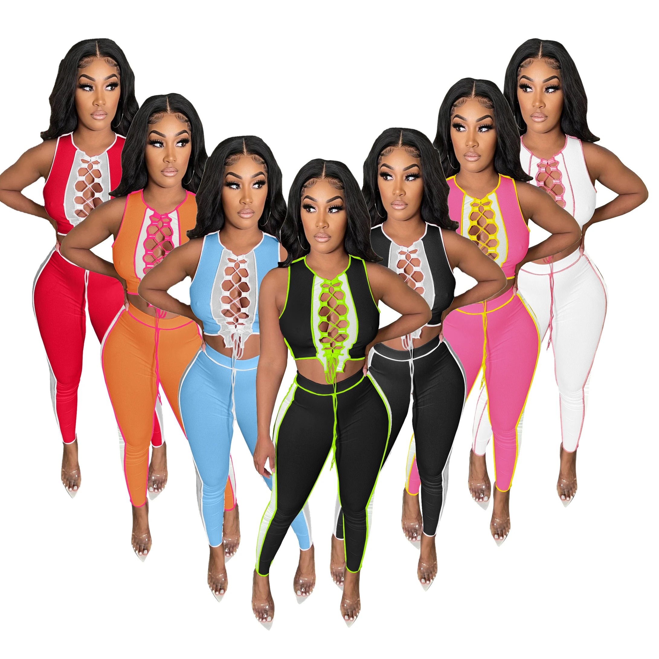Plus Size Womens 2 Piece Club Outfit Lace Up Bandage Crop Top Summer Two Piece Trousers Sets for Women
Plus Size Womens 2 Piece Club Outfit Lace Up Bandage Crop Top Summer Two Piece Trousers Sets for Women