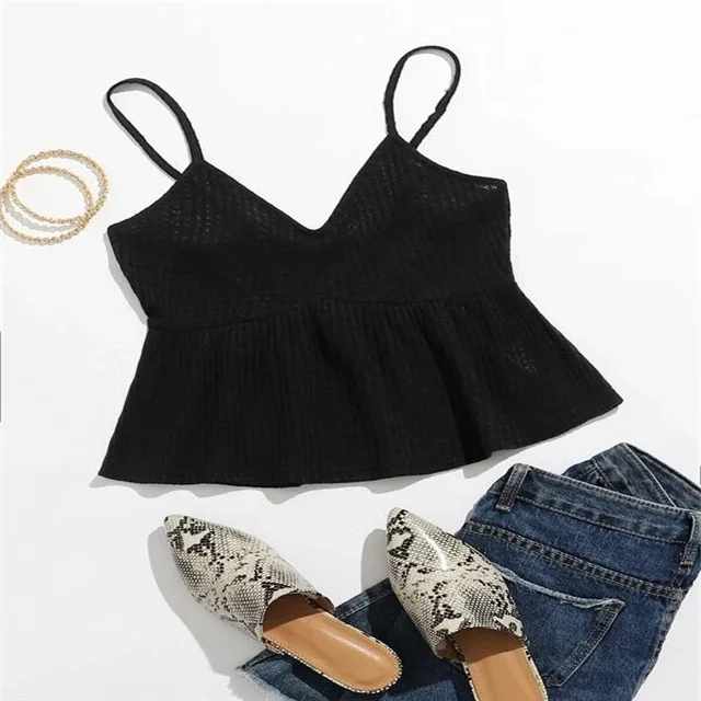 Spring And Summer New Ruffled Knitted Top Women Spaghetti Strap Sexy Camisole For Women, Picture color
Spring And Summer New Ruffled Knitted Top Women Spaghetti Strap Sexy Camisole For Women, Picture color