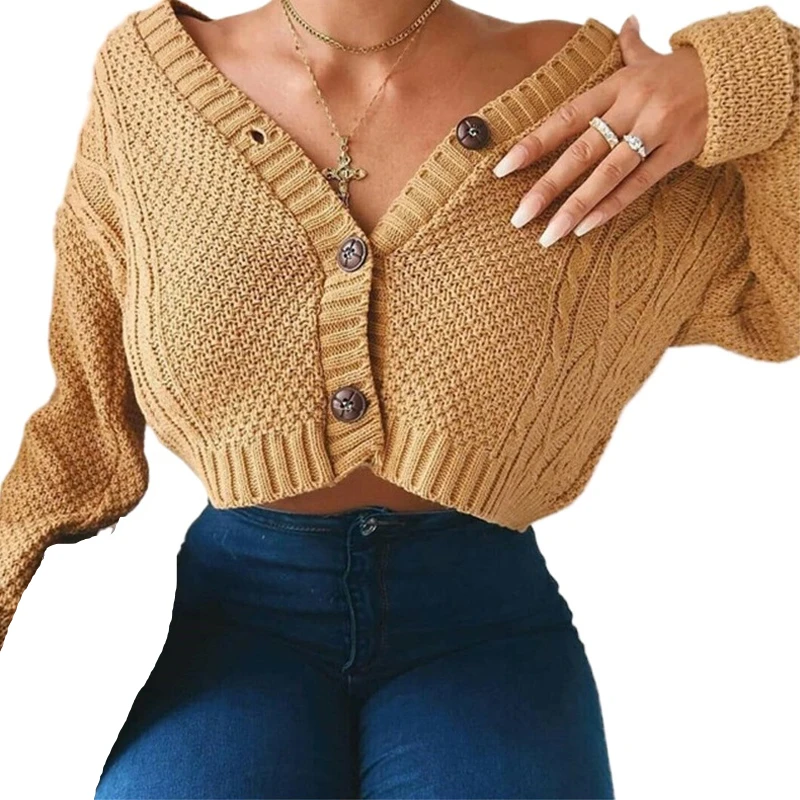 New Arrivals 2021 Winter Long Sleeve Buttons Crop Casual Knitted Womens Sweaters
New Arrivals 2021 Winter Long Sleeve Buttons Crop Casual Knitted Womens Sweaters