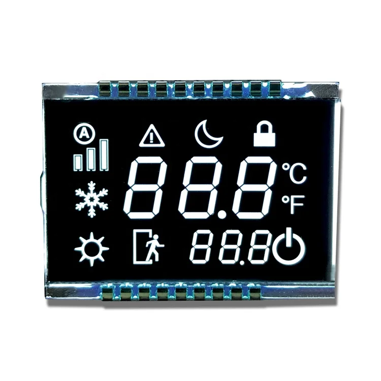 

White Backlight Screen Digital Thermostat LCD Display VA Seven Segment Panel High Contrast Ratio Black VATN VA LCD with Touch