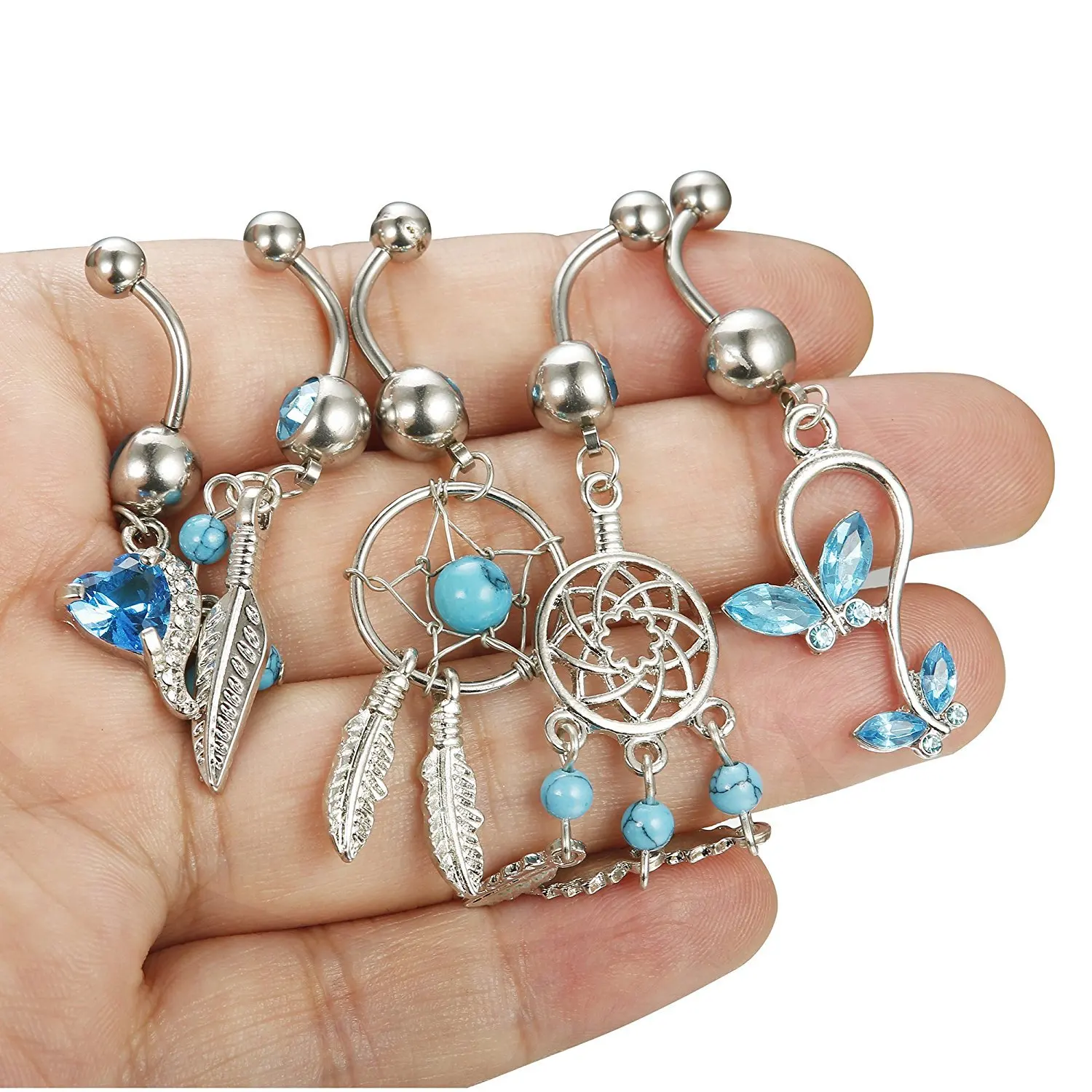 wholesale 5 pieces stainless steel cute gemstones Dream catcher pendant Belly Button Rings set
wholesale 5 pieces stainless steel cute gemstones Dream catcher pendant Belly Button Rings set