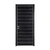 Black stained oak horizontal grain semi solid core flush interior door with metal strips