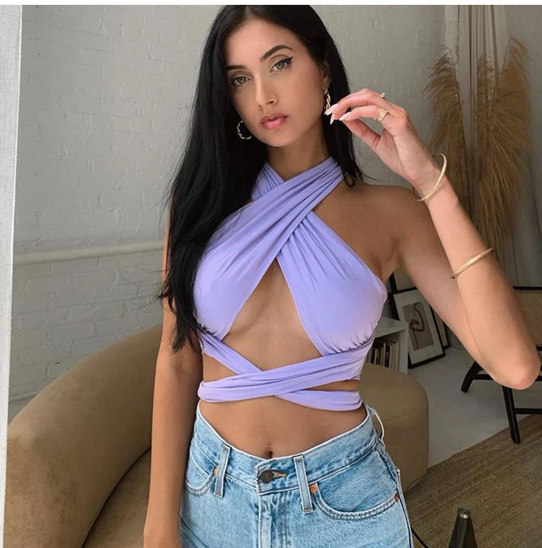 Elastic Halter Sleeveless Tie Up Bandage Crop Top 2021 Spring Summer Female Trendy Tanks Ladies Streetwear Club Party Clothes, Photo color
Elastic Halter Sleeveless Tie Up Bandage Crop Top 2021 Spring Summer Female Trendy Tanks Ladies Streetwear Club Party Clothes, Photo color