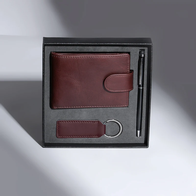 Wallet pen set retro genuine leather wallet gift set leather mens custom wallet RFID purse, Black
Wallet pen set retro genuine leather wallet gift set leather mens custom wallet RFID purse, Black