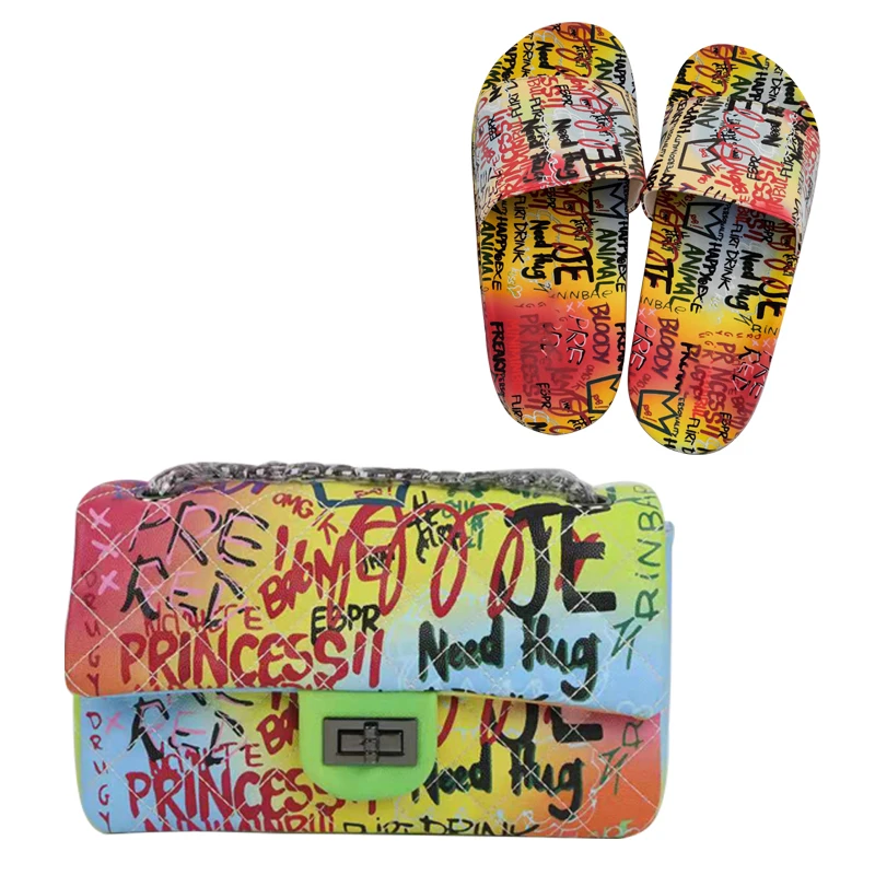 2021 Agreat New Arrival Matching Ladies Crossbody Hand Bag Fashion Graffiti Purse and Slippers Shoe Set, Customizable
2021 Agreat New Arrival Matching Ladies Crossbody Hand Bag Fashion Graffiti Purse and Slippers Shoe Set, Customizable