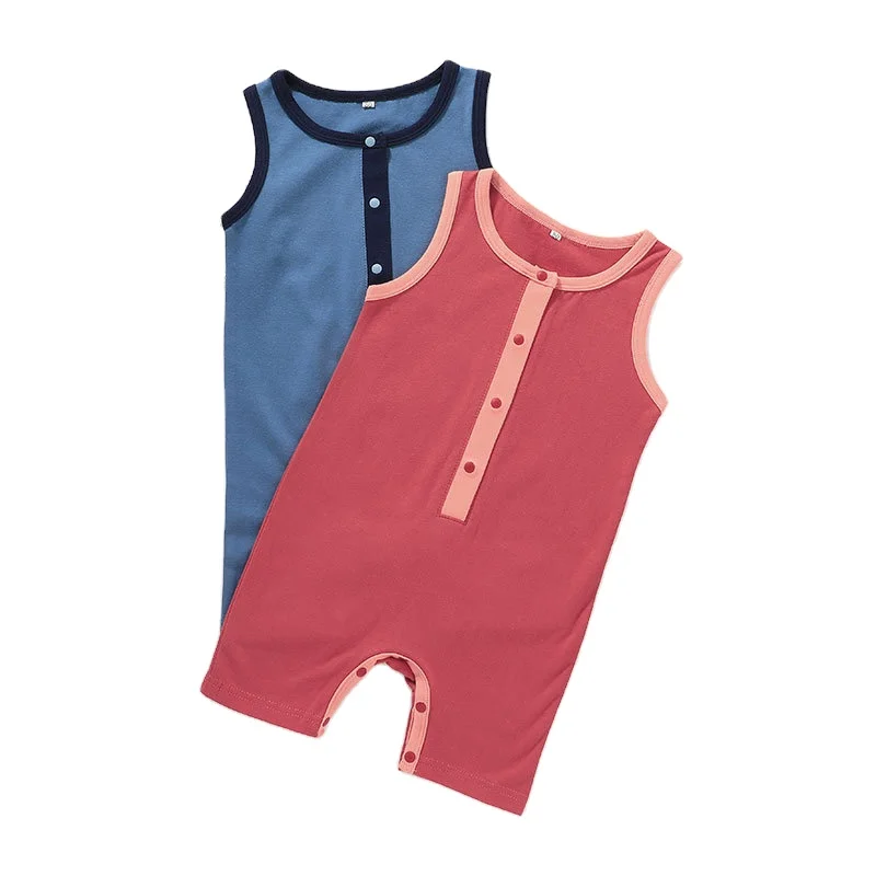 

2021 baby summer clothes solid color jumpsuit baby summer vest bodysuit
