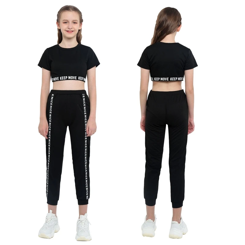 Cheap Black Summer Athletic Outfit Kids Girls Letter Printed Gym Dance Sports Yoga Suit Crop Top with Leggings For 4-14 
Cheap Black Summer Athletic Outfit Kids Girls Letter Printed Gym Dance Sports Yoga Suit Crop Top with Leggings For 4-14