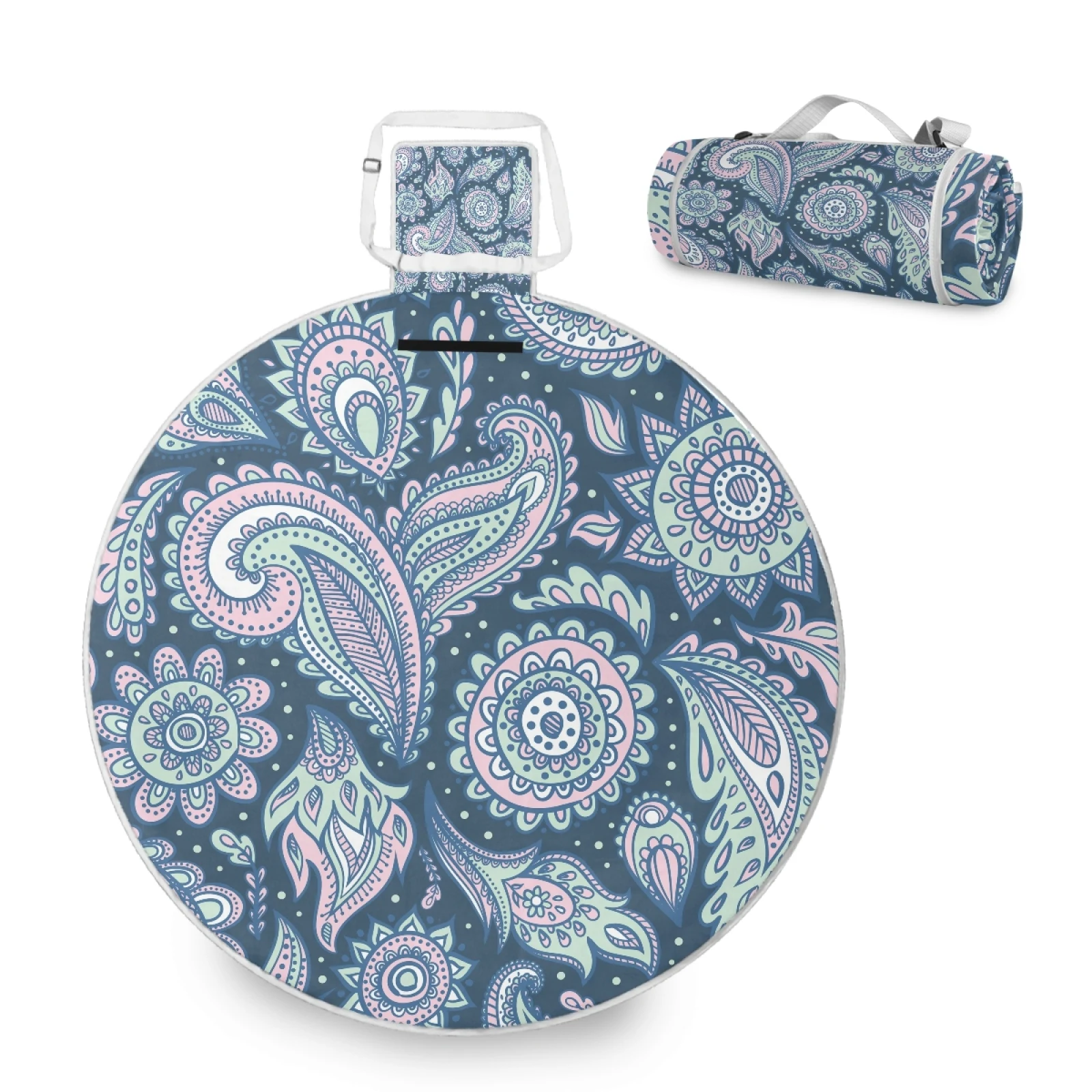 Amazon Top Seller Boho Paisley Fleece Waterproof Beach Mat Roll Up Round Picnic Blanket
Amazon Top Seller Boho Paisley Fleece Waterproof Beach Mat Roll Up Round Picnic Blanket