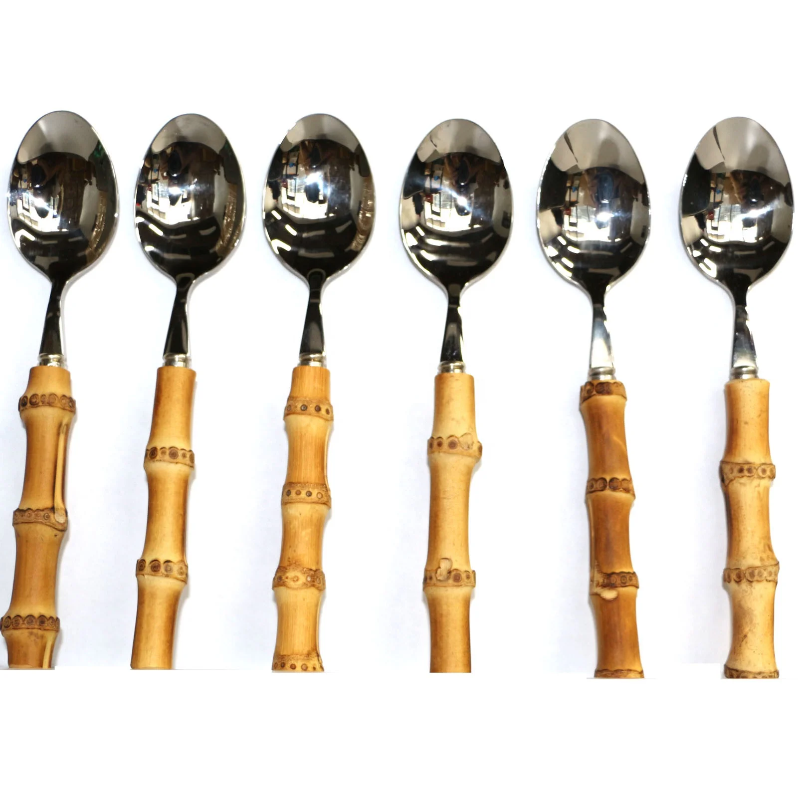 6 pieces set 100% natural bamboo handle 18/8 stainless steel small dessert tea coffee spoon, Silver
6 pieces set 100% natural bamboo handle 18/8 stainless steel small dessert tea coffee spoon, Silver