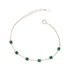 14K Gold Plated Jewellery Heart Square Emerald Zircon 925 Sterling Silver Bracelet