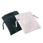 High Quality Small Wedding White / Black Velvet Drawstring Jewelry Pouch With Ribbon