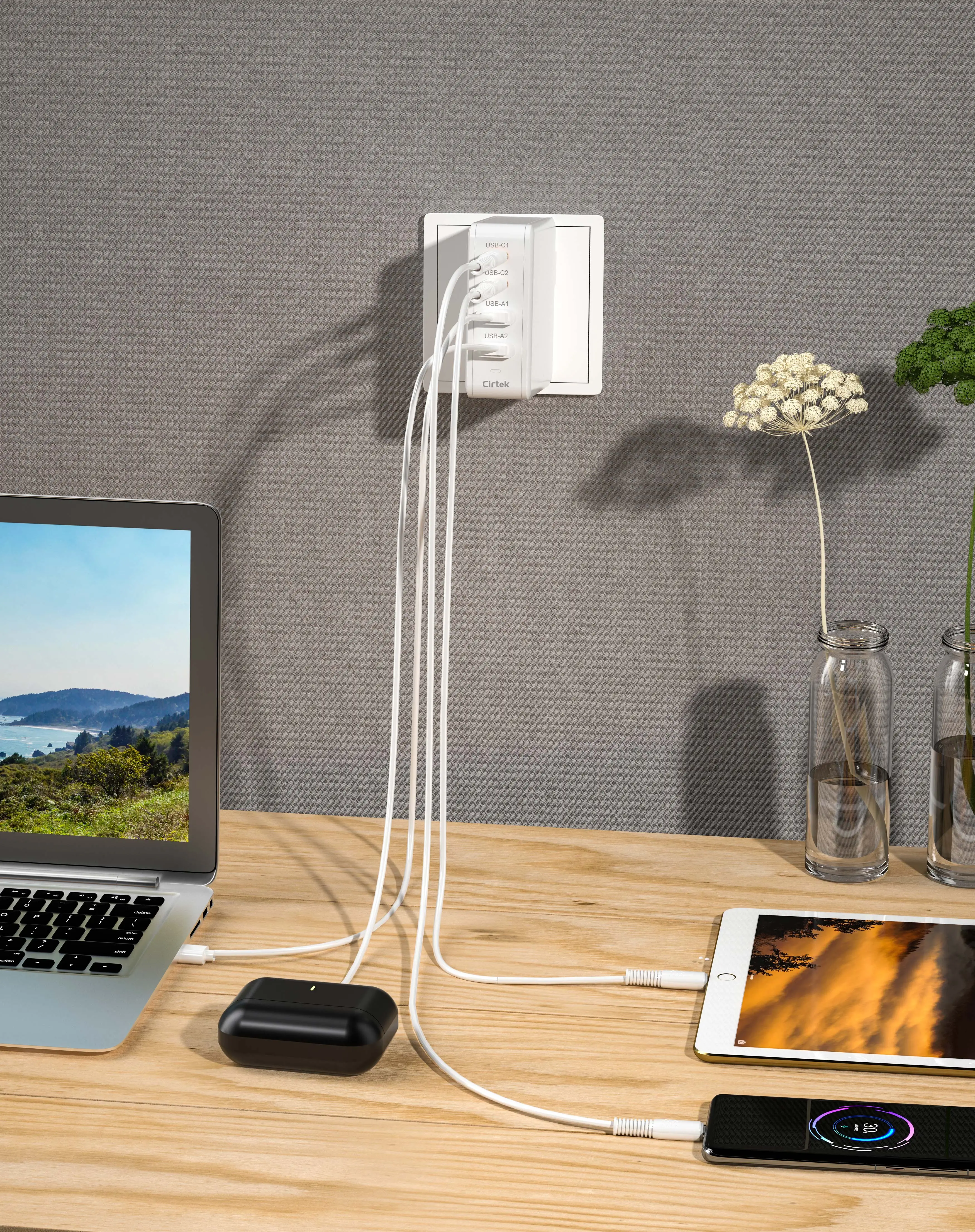 Cirtek Wholesale high quality portable quick charge usb wall charger adapter PD 65W mobile phone usb charger type c adapter, White
Cirtek Wholesale high quality portable quick charge usb wall charger adapter PD 65W mobile phone usb charger type c adapter, White