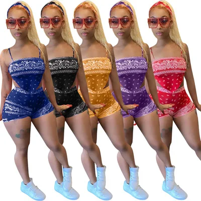 2021 New Women Print Bandana Crop Top And Short Pant Two Piece Set Summer Ladies Backless Sleeveless 2 Piece Biker Short Set
2021 New Women Print Bandana Crop Top And Short Pant Two Piece Set Summer Ladies Backless Sleeveless 2 Piece Biker Short Set