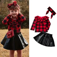 2019 Fall/Winter Little Girls Clothing Sets Fashion Kids Long sleeves Plaid shirt+Leather skirt+Headband 3Pcs Baby girl Outfit
2019 Fall/Winter Little Girls Clothing Sets Fashion Kids Long sleeves Plaid shirt+Leather skirt+Headband 3Pcs Baby girl Outfit