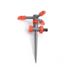 Plastic 3 Arm Automatic Rotating Garden Lawn Water Sprinkler Irrigation With Fixed Spike