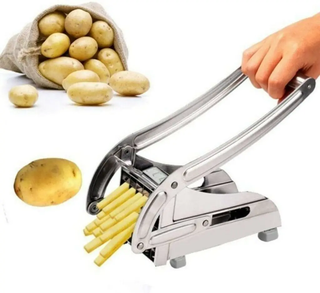 JTX009 Stainless Steel Manual Potato Cutter Kitchen Accessories Potato Strip Cutter Machine 2 Blades French Fries Cutter, Stainless steel color
JTX009 Stainless Steel Manual Potato Cutter Kitchen Accessories Potato Strip Cutter Machine 2 Blades French Fries Cutter, Stainless steel color