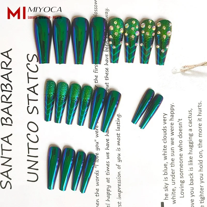 MIYOCA Bling Coffin False Nails Dark Green Color Press On Nails With Rhinestones Xxtra Long Fake Nails Faux Ongles Mi Long
MIYOCA Bling Coffin False Nails Dark Green Color Press On Nails With Rhinestones Xxtra Long Fake Nails Faux Ongles Mi Long