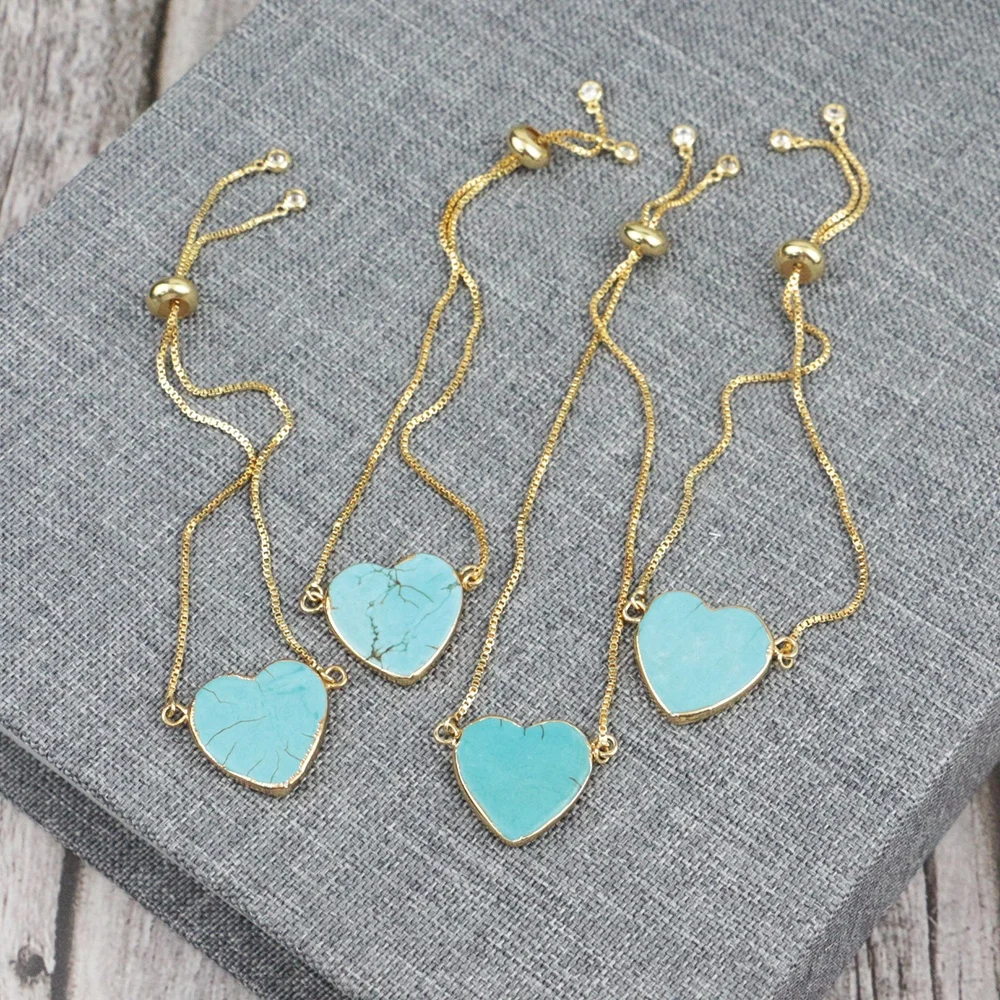 LS-A147 beautiful!gemstone turquoise heart bracelet adjustable thin chain bracelet gold plated charm bracelet new, Blue
LS-A147 beautiful!gemstone turquoise heart bracelet adjustable thin chain bracelet gold plated charm bracelet new, Blue