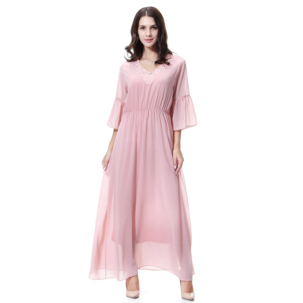 FREE SHIPPING Turkey Design V-Neck Double Chiffon High Elastic Long Sleeves Muslim Islamic Women Abaya Dress Clothing With Lace, Pink,black,lake blue,orange red
FREE SHIPPING Turkey Design V-Neck Double Chiffon High Elastic Long Sleeves Muslim Islamic Women Abaya Dress Clothing With Lace, Pink,black,lake blue,orange red