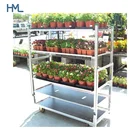 4 Wheels outdoor hot galvanized metal transport garden flower shipping cart with moving shelves