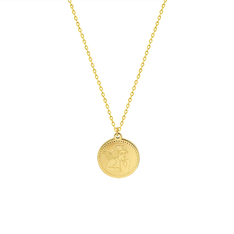 The tide style personality cherub Cupid round brand necklace female clavicle chain neck chain titanium steel
The tide style personality cherub Cupid round brand necklace female clavicle chain neck chain titanium steel