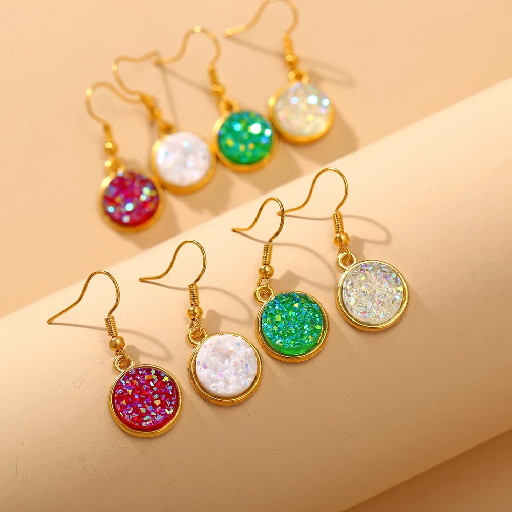 F755 USA Style Crystal Drop Dangle Earrings Handmade Real Gold Plated Knot Round Druzy Pendant Earrings
F755 USA Style Crystal Drop Dangle Earrings Handmade Real Gold Plated Knot Round Druzy Pendant Earrings