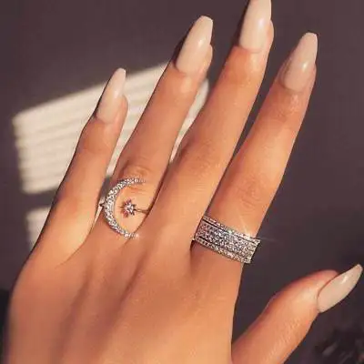 2021 Sailing Jewelry New Creative 18K Gold Plated Cubic Zirconia Crescent Ring Star Moon Adjustable Open Ring, Gold/silver
2021 Sailing Jewelry New Creative 18K Gold Plated Cubic Zirconia Crescent Ring Star Moon Adjustable Open Ring, Gold/silver