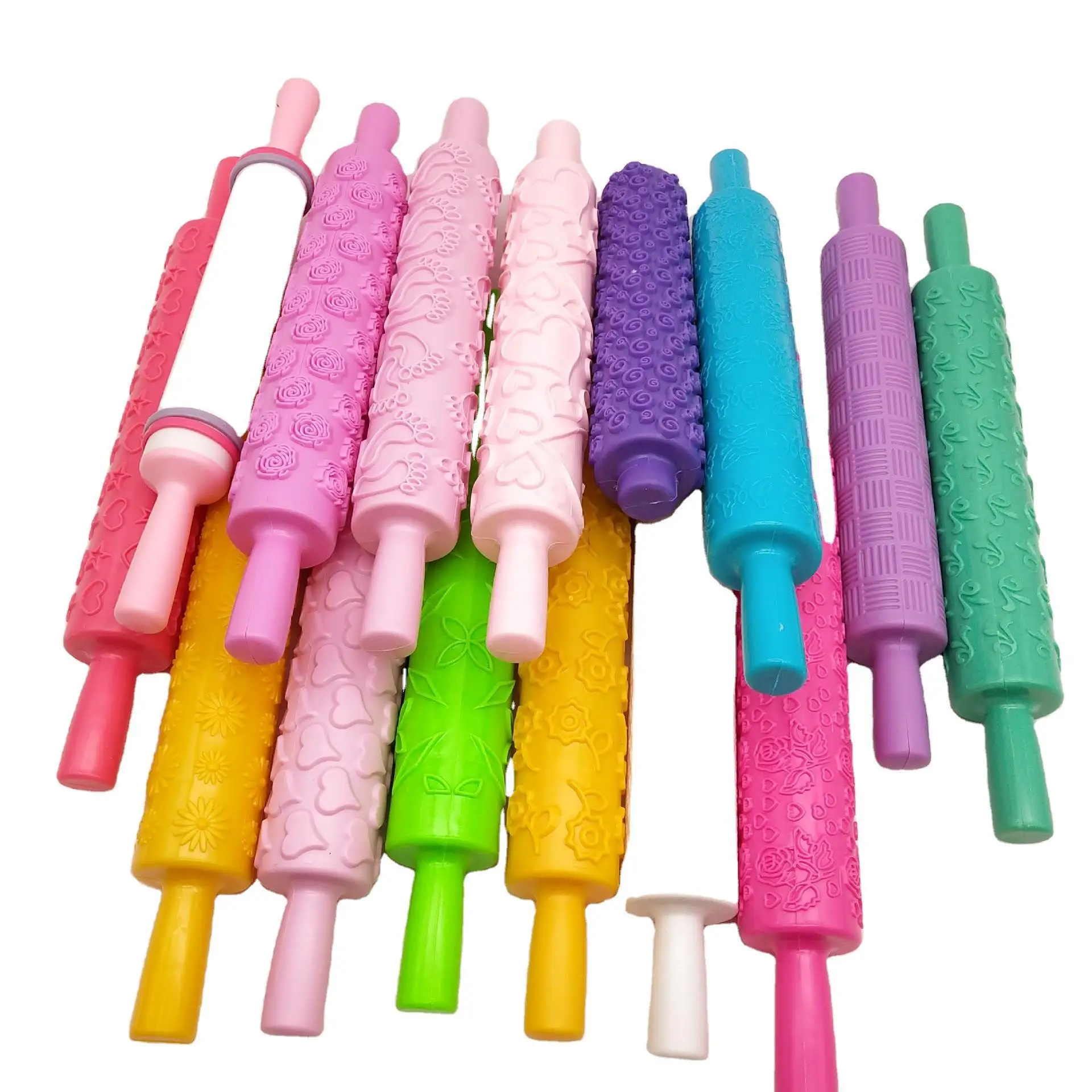 

Plastic Embossed Rolling Pin Embossing Fondant Rolling Pins Ideal for Fondant Pie Crust Cookie Pastry Icing Clay Dough, Colorful
