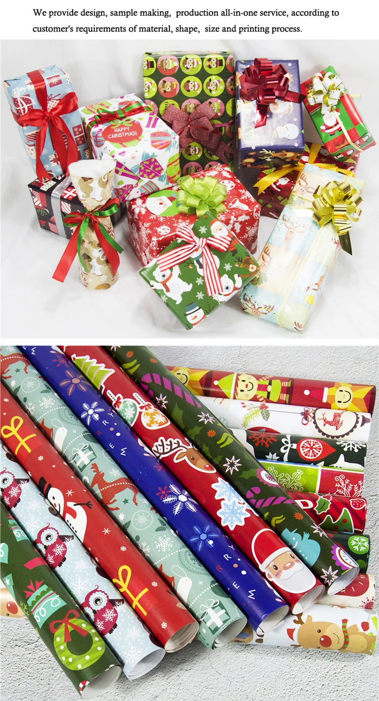 custom beautiful christmas gift wrapping paper rolls wholesale