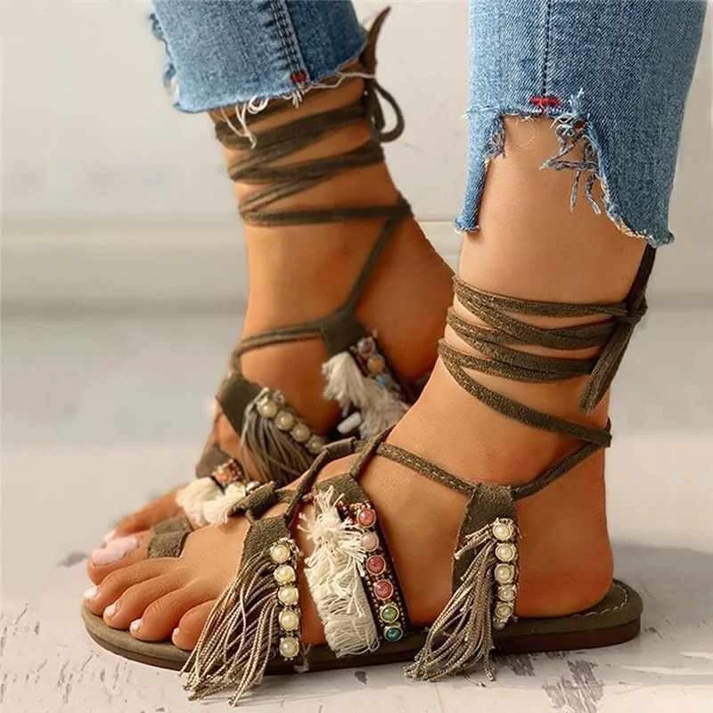 LX-3 Spring summer New fashion Bohemia ethnic style Roman lace-up sandals for women beaded tassel flat sandals ladies wholesale
LX-3 Spring summer New fashion Bohemia ethnic style Roman lace-up sandals for women beaded tassel flat sandals ladies wholesale