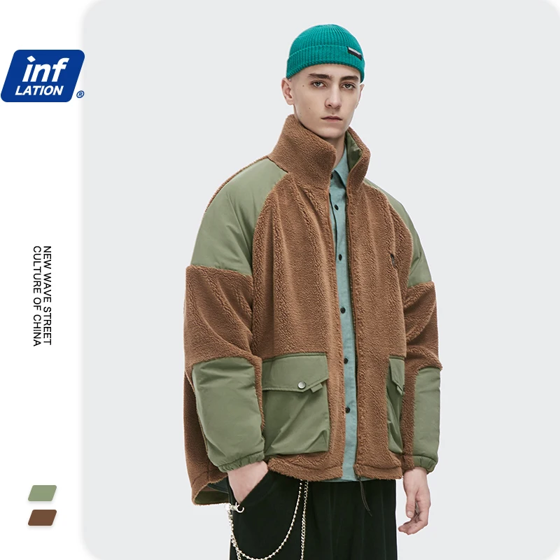 INFLATION Wholesale 2020 Winter Warm Patched Lamb Jacket Mens Harajuku Oversized Thick Outwear Men's Jacket, Gray-green, khaki
INFLATION Wholesale 2020 Winter Warm Patched Lamb Jacket Mens Harajuku Oversized Thick Outwear Men's Jacket, Gray-green, khaki