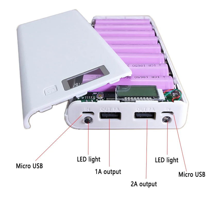 8x18650 Universal 5V Dual USB 18650 Power Bank Battery Box Mobile Phone Charger DIY Shell Case
8x18650 Universal 5V Dual USB 18650 Power Bank Battery Box Mobile Phone Charger DIY Shell Case