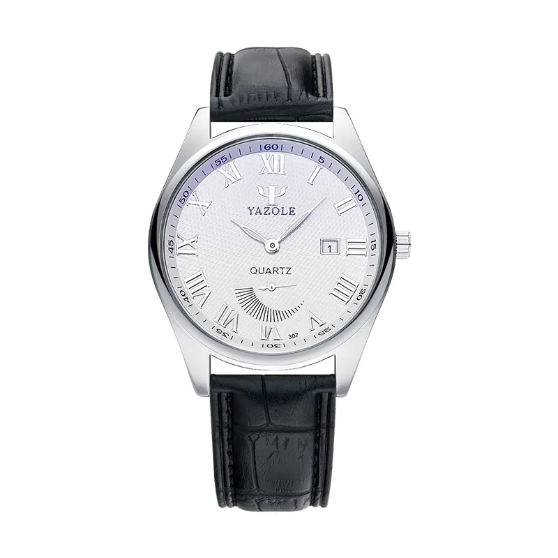 Yazole Z 307 Wristwatch Genuine Leather Calendar China Factory Waterproof Unique Two and Half Real Pointer Design Mens Watch